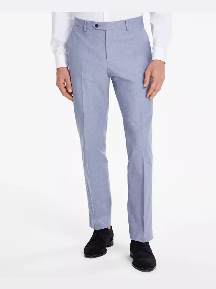 Мужские брюки Modern-Fit TH Flex Stretch Chambray для костюма Tommy Hilfiger — изображение 2 из 7, синий