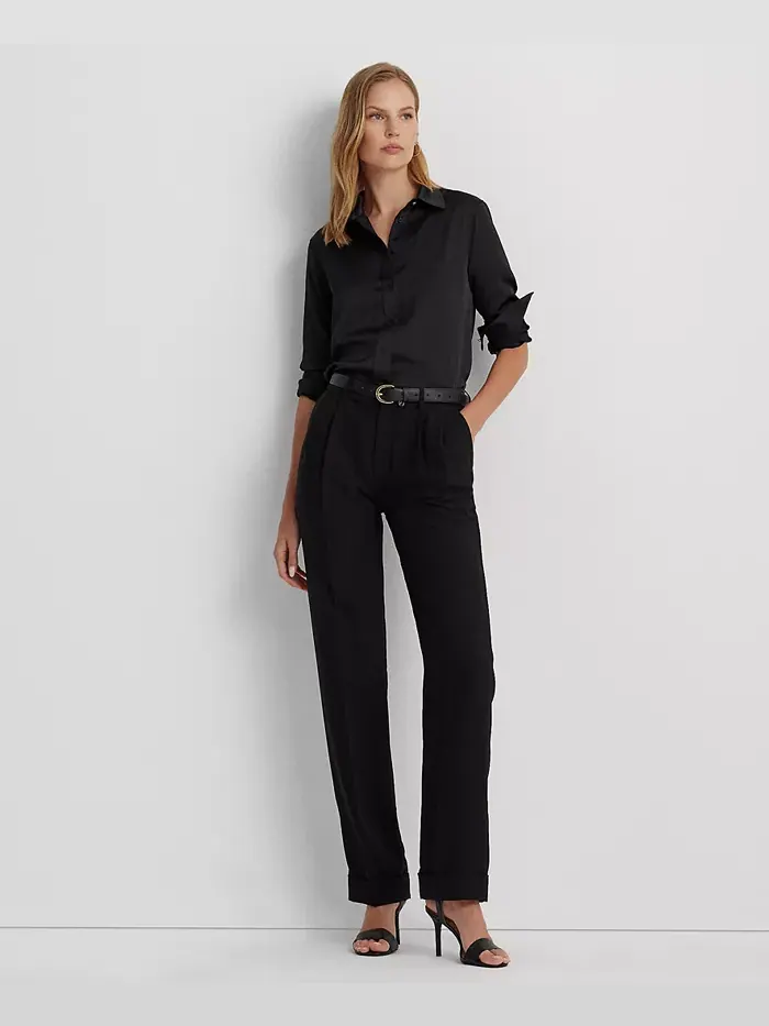 Женская рубашка из сатинового шармуза Lauren Ralph Lauren — изображение 8 из 8, черный