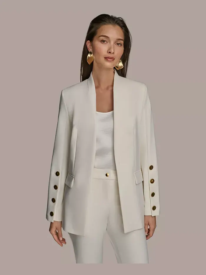 Женский жакет с пуговицами на рукавах, Regular & Petite Donna Karan New York — изображение 1 из 9, бежевый