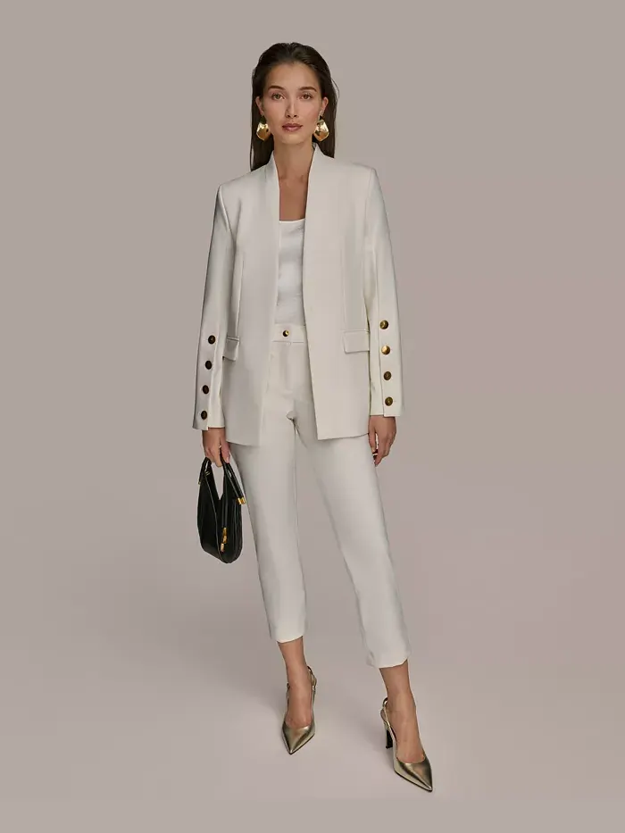 Женский жакет с пуговицами на рукавах, Regular & Petite Donna Karan New York — изображение 6 из 9, бежевый
