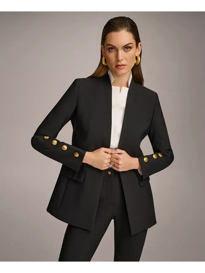 Женский жакет с пуговицами на рукавах, Regular & Petite Donna Karan New York — изображение 8 из 9, бежевый