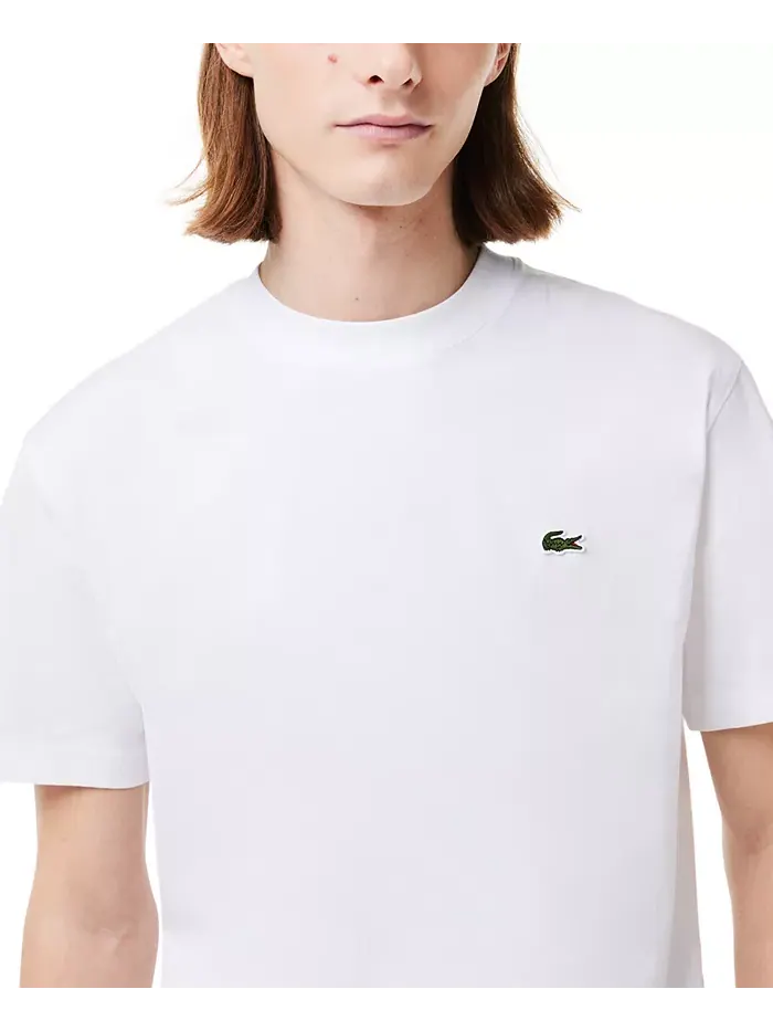Футболка Lacoste, мужская, классический крой, с круглым вырезом — изображение 3 из 5, белый