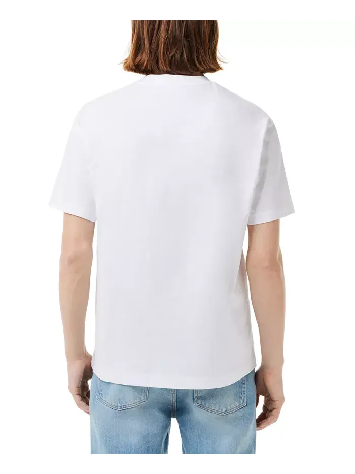 Футболка Lacoste, мужская, классический крой, с круглым вырезом — изображение 4 из 5, белый