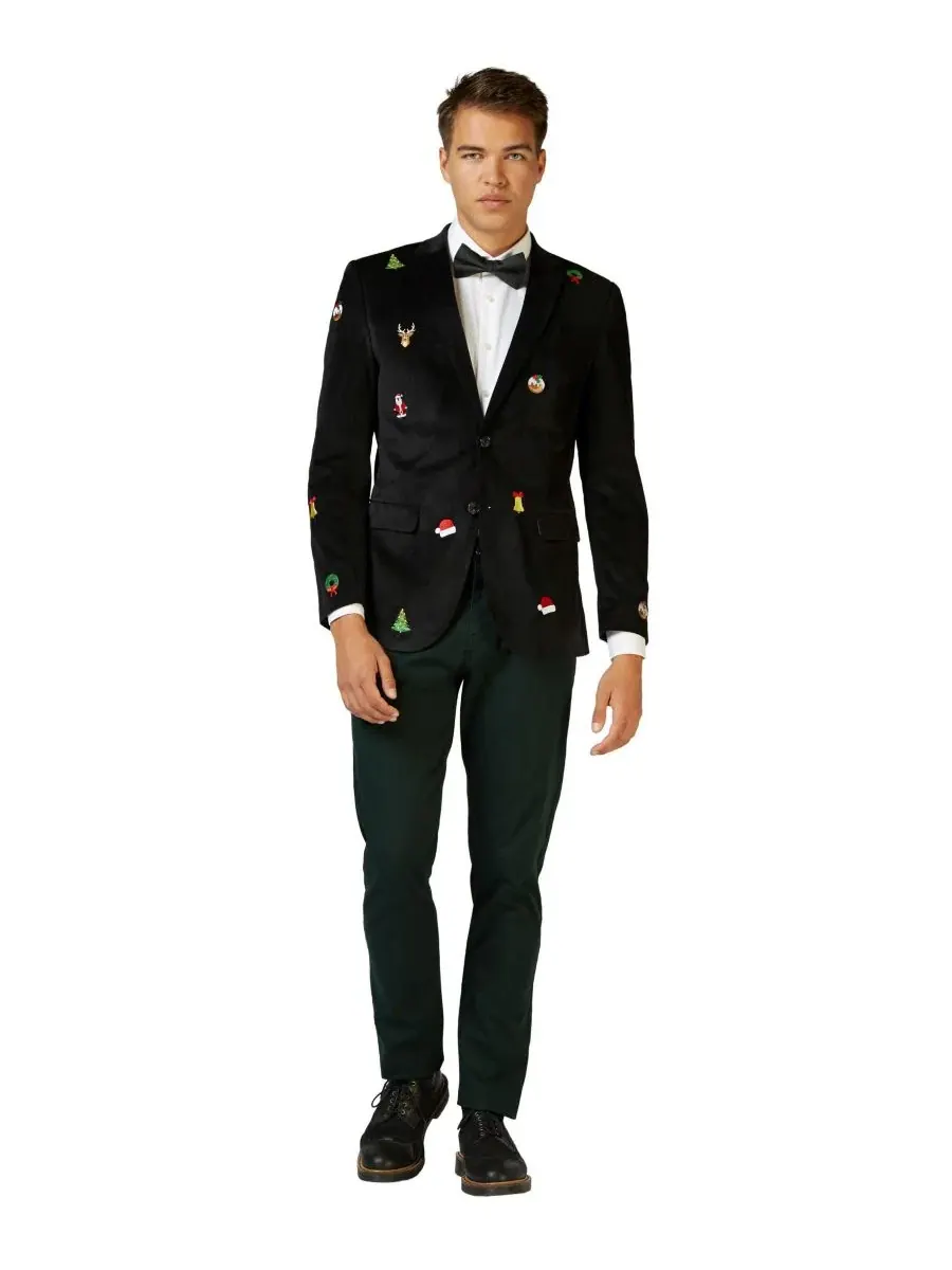 Мужской пиджак Deluxe Icons для рождественских вечеринок OppoSuits — черный
