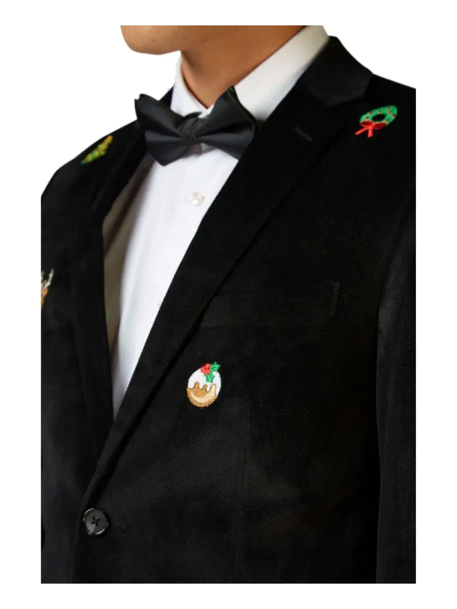 Мужской пиджак Deluxe Icons для рождественских вечеринок OppoSuits — изображение 4 из 7, черный