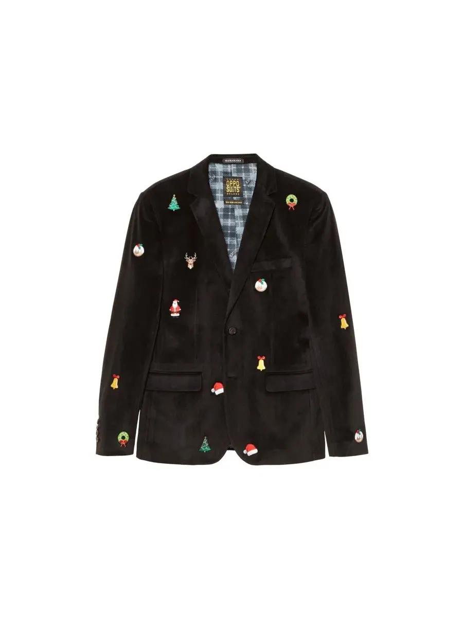 Мужской пиджак Deluxe Icons для рождественских вечеринок OppoSuits — изображение 6 из 7, черный