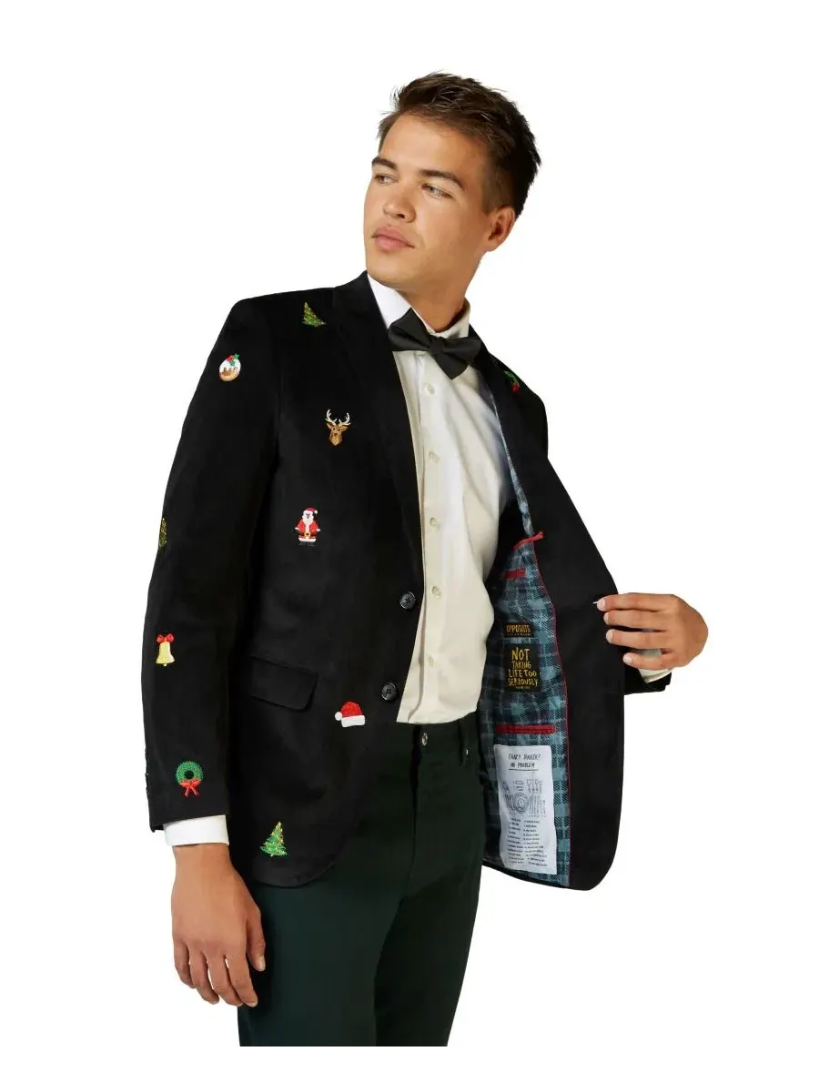 Мужской пиджак Deluxe Icons для рождественских вечеринок OppoSuits — изображение 7 из 7, черный