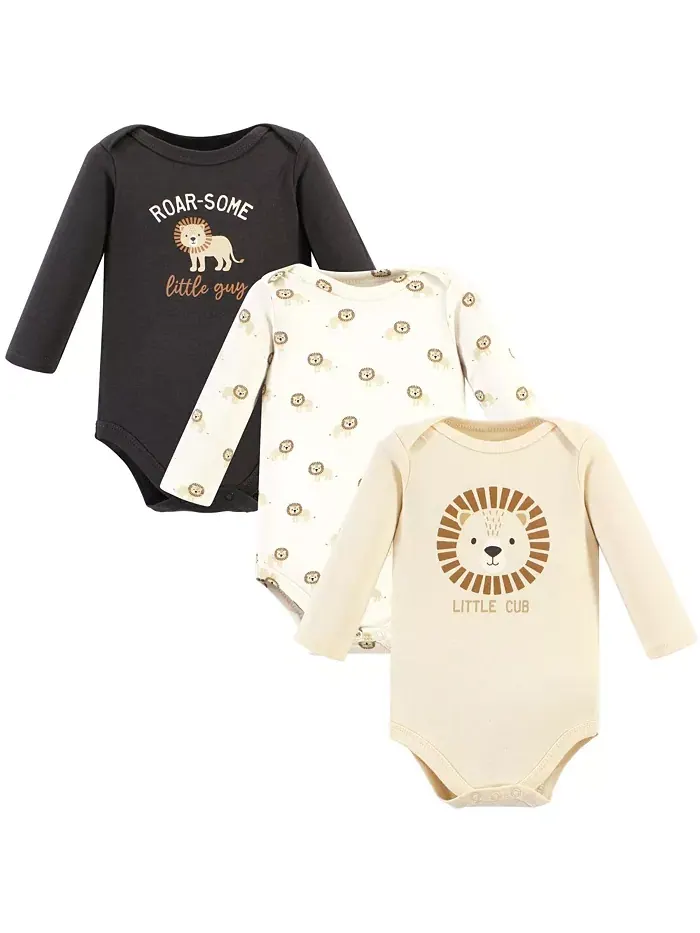 Комплект из трех боди Hudson для мальчиков унисекс с длинным рукавом из хлопка Hudson Baby — изображение 1 из 1, коричневый