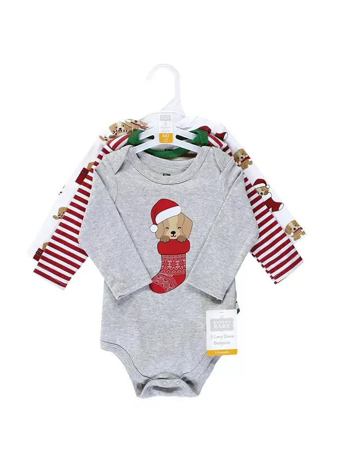 Комплект из трех боди Hudson для мальчиков унисекс с длинным рукавом из хлопка Hudson Baby — изображение 3 из 3, мульти