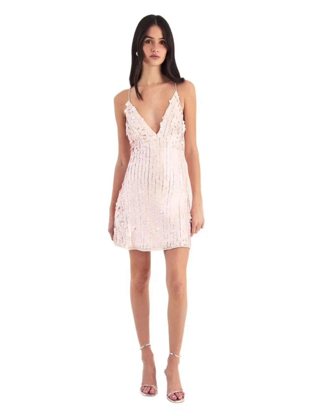 Женское мини-платье с декором и бретелями Nasty Gal — изображение 1 из 5, розовый