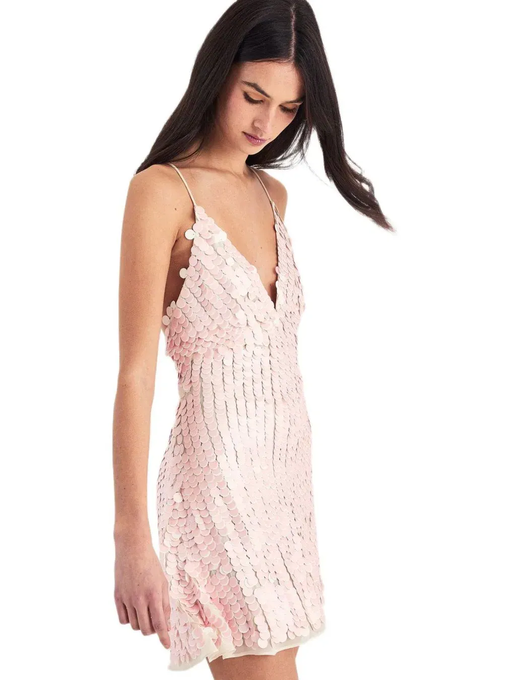 Женское мини-платье с декором и бретелями Nasty Gal — изображение 2 из 5, розовый