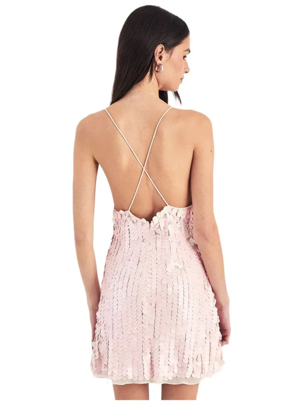 Женское мини-платье с декором и бретелями Nasty Gal — изображение 3 из 5, розовый