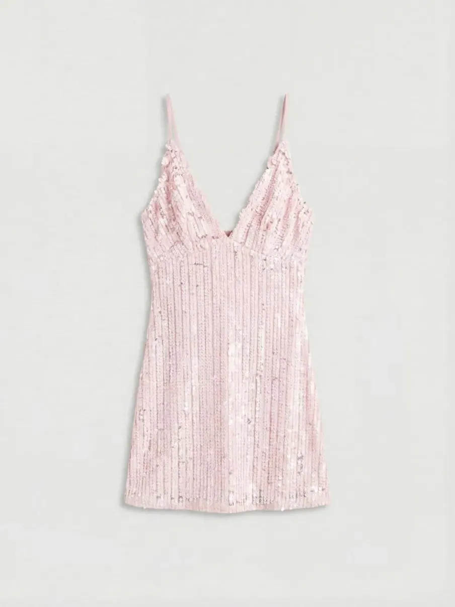 Женское мини-платье с декором и бретелями Nasty Gal — изображение 5 из 5, розовый
