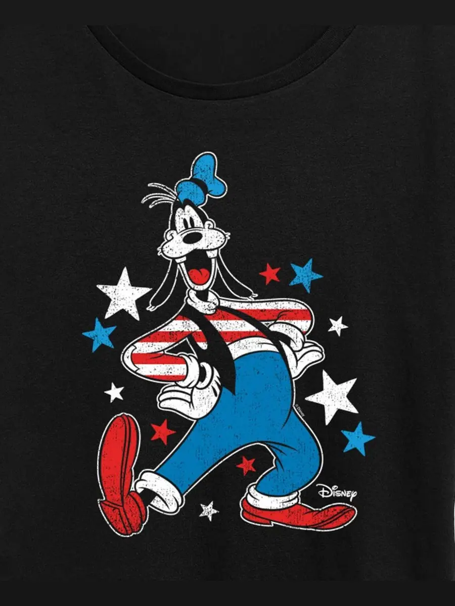 Футболка с коротким рукавом и графическим принтом Disney Goofy Americana больших размеров Hybrid — изображение 2 из 3, черный