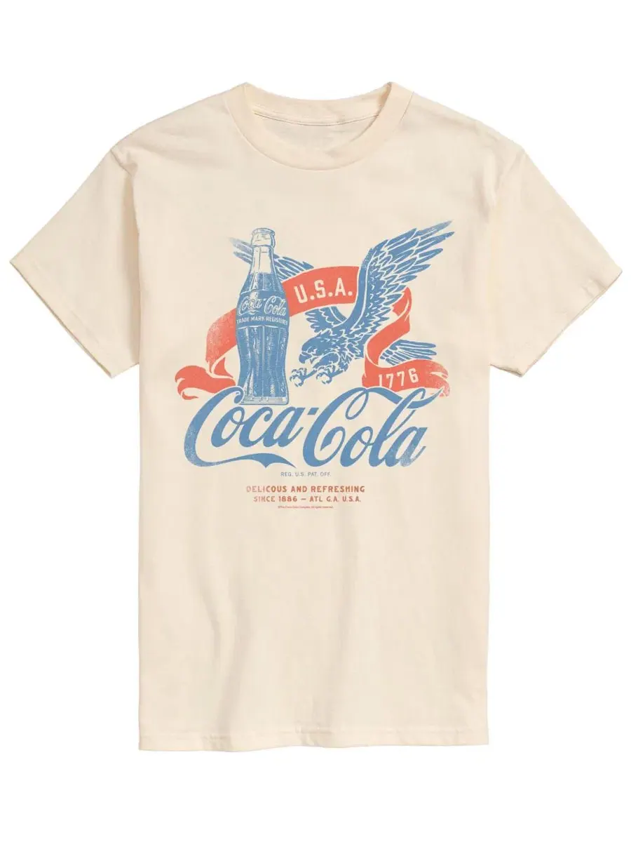 Мужская футболка с коротким рукавом и графическим принтом орла Coca-Cola USA Airwaves — изображение 1 из 3, бежевый