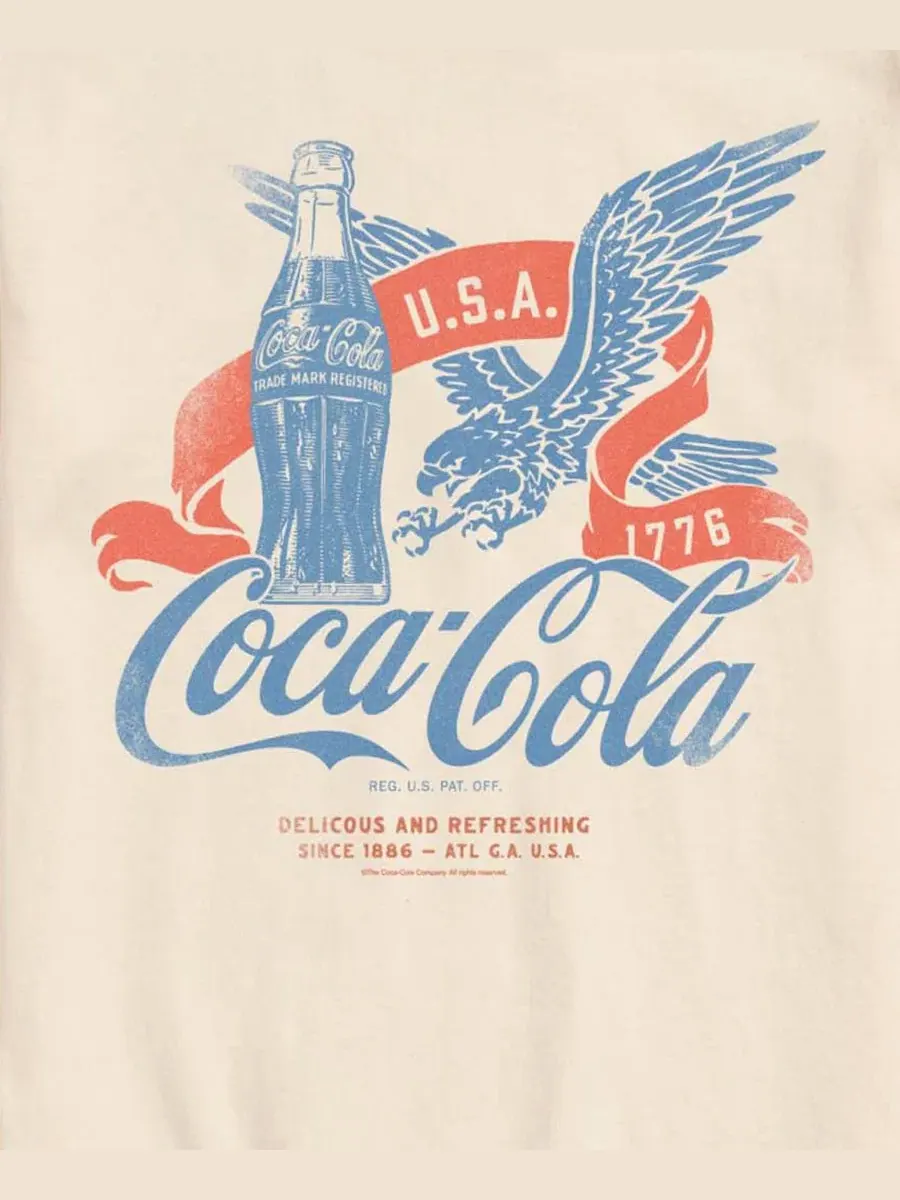 Мужская футболка с коротким рукавом и графическим принтом орла Coca-Cola USA Airwaves — изображение 3 из 3, бежевый