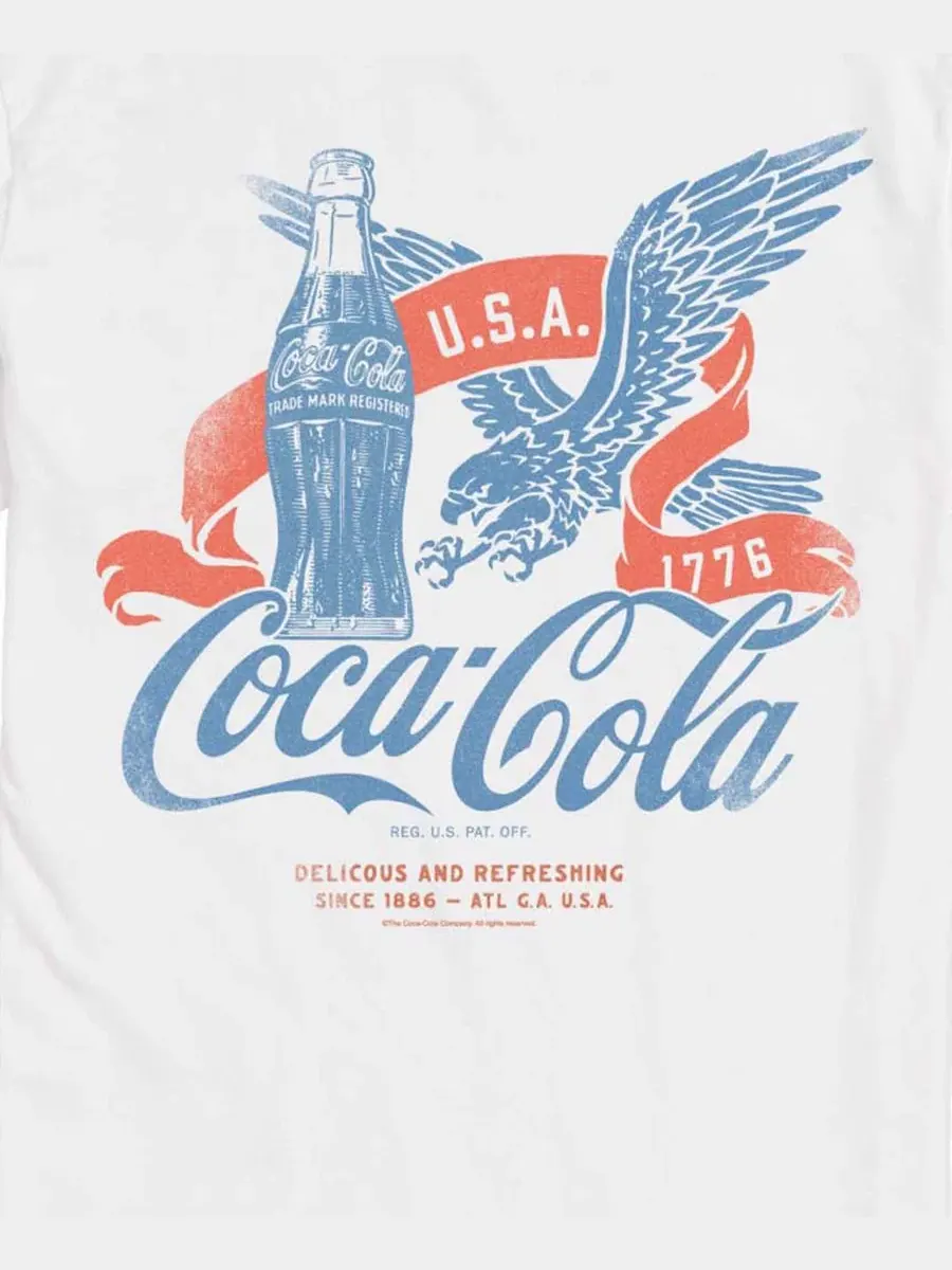 Мужская футболка с коротким рукавом и графическим принтом орла Coca-Cola USA Airwaves — изображение 3 из 3, белый