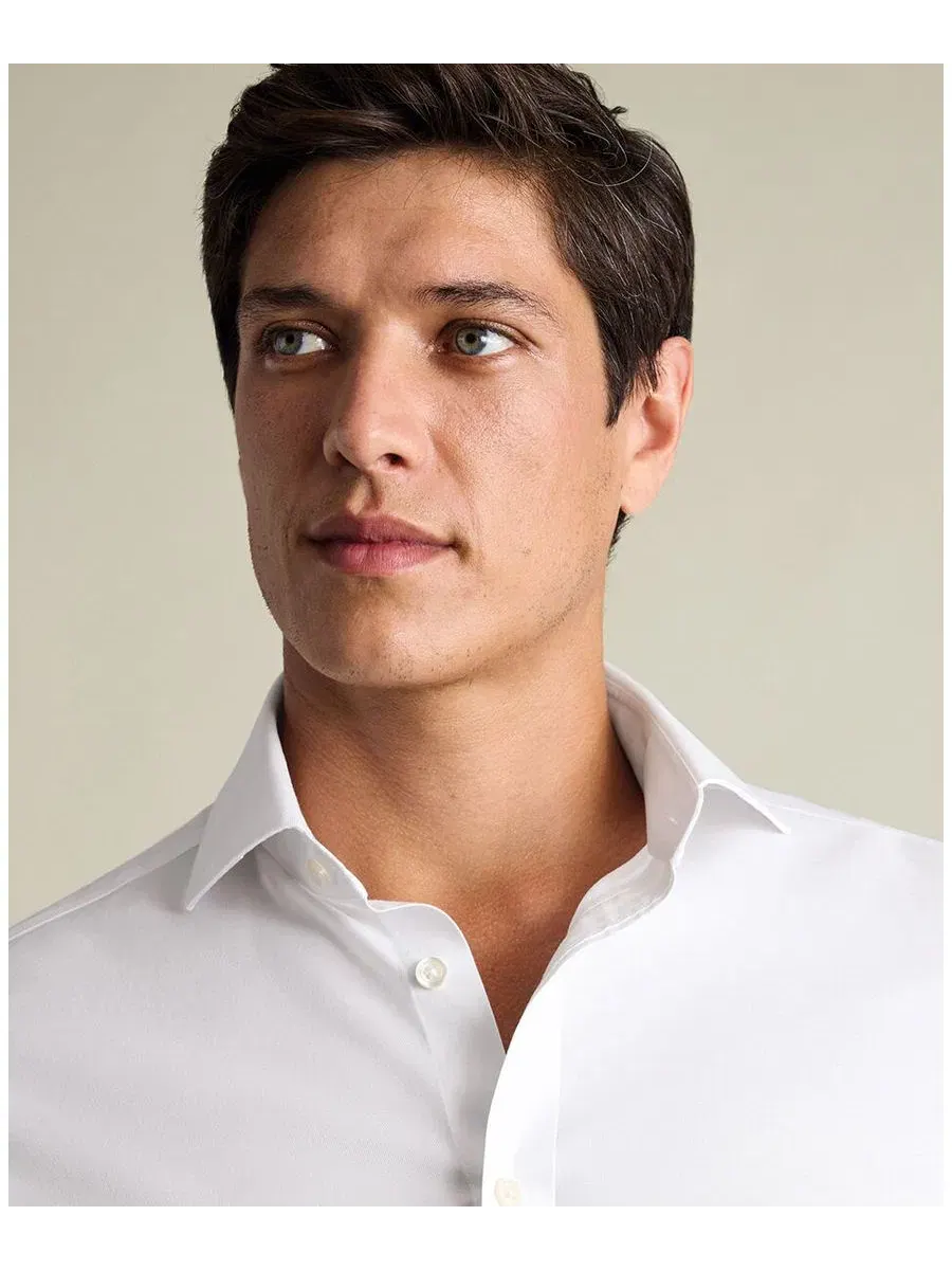 Мужская рубашка приталенного кроя с широким воротником Charles Tyrwhitt — изображение 2 из 4, белый