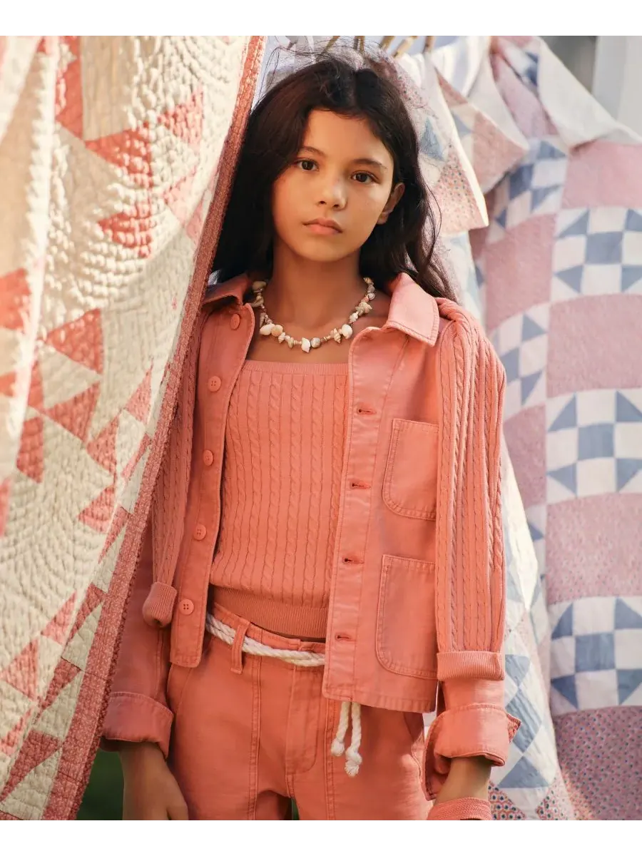 Мини-майка с квадратным вырезом и косами для девочек 7-16 лет Polo Ralph Lauren — изображение 4 из 6, розовый
