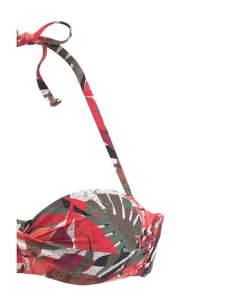Женский бикини-топ бандо с принтом, модель Tropical Print LASCANA — изображение 7 из 8, красный
