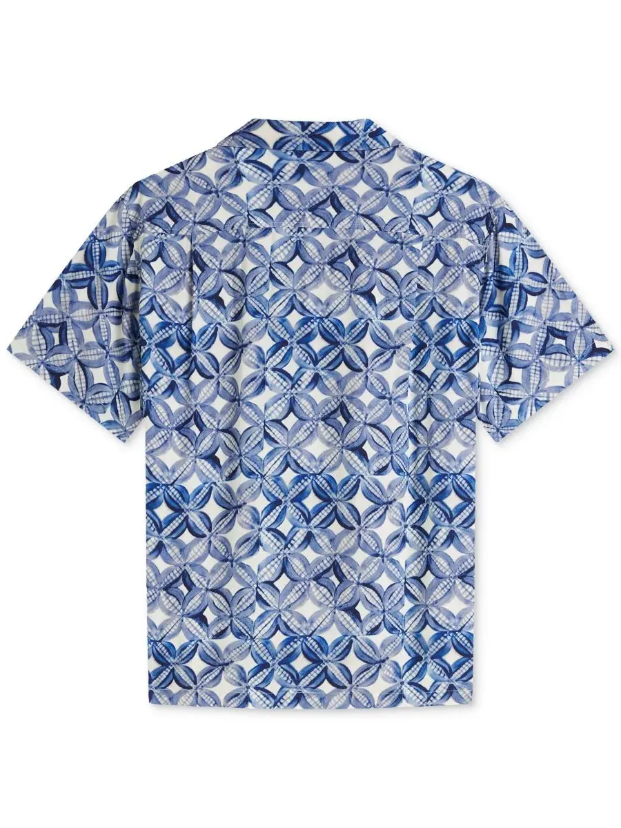 Мужская рубашка с коротким рукавом с принтом Tiles Flower Blue SCOTCH & SODA — изображение 9 из 10, синий