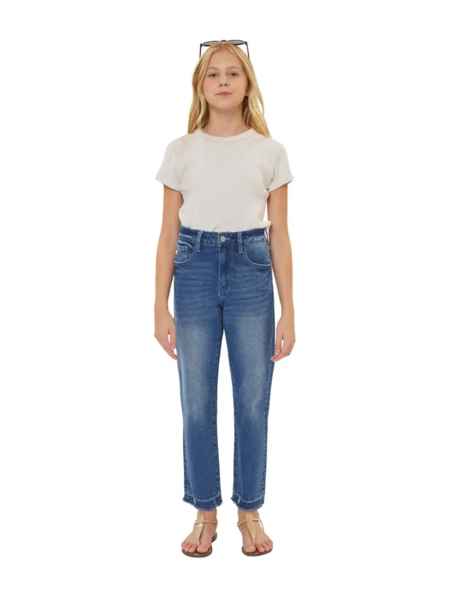 Джинсы прямого кроя с завышенной талией High Rise Straight Jeans KanCan — серый