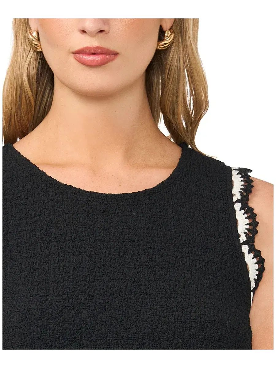 Топ без рукавов с кружевной отделкой, модель Scallop Trim Vince Camuto — изображение 3 из 5, насыщенный черный