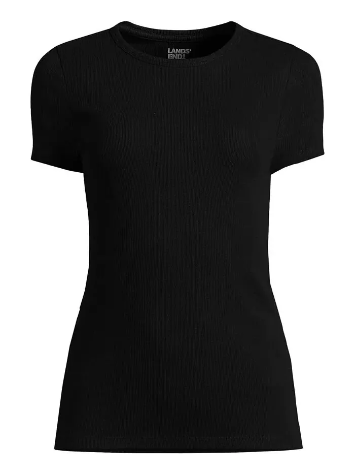 Футболка Petite Micro Rib Lands' End — изображение 3 из 3, черный