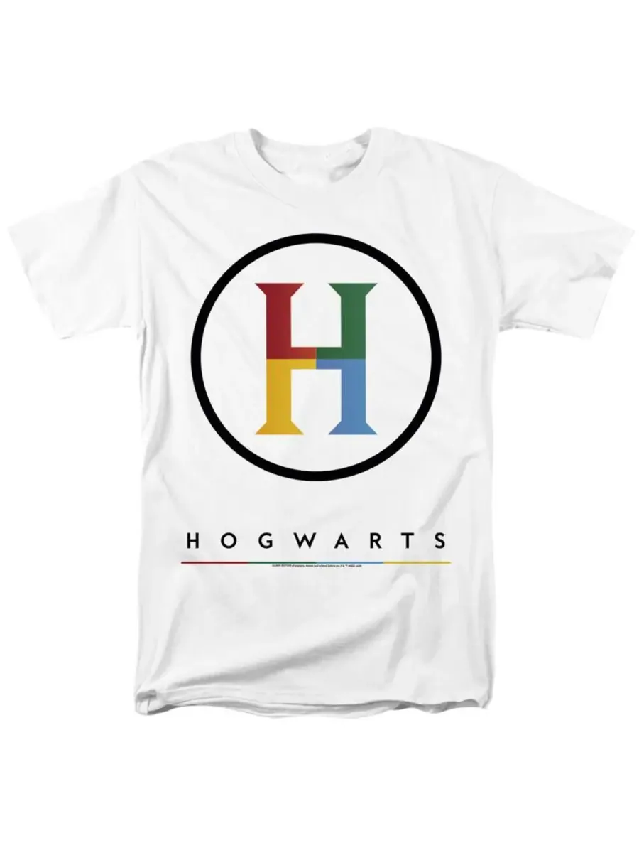 Мужская футболка с логотипом Хогвартса в виде четырехцветной буквы H Harry Potter — изображение 1 из 3, белый