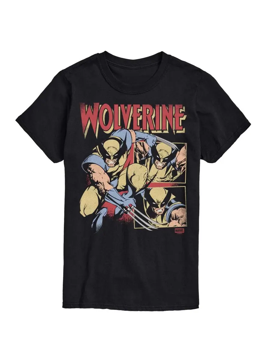 Мужская винтажная футболка с коротким рукавом и графическим принтом Marvel Wolverine AIRWAVES — изображение 1 из 3, черный