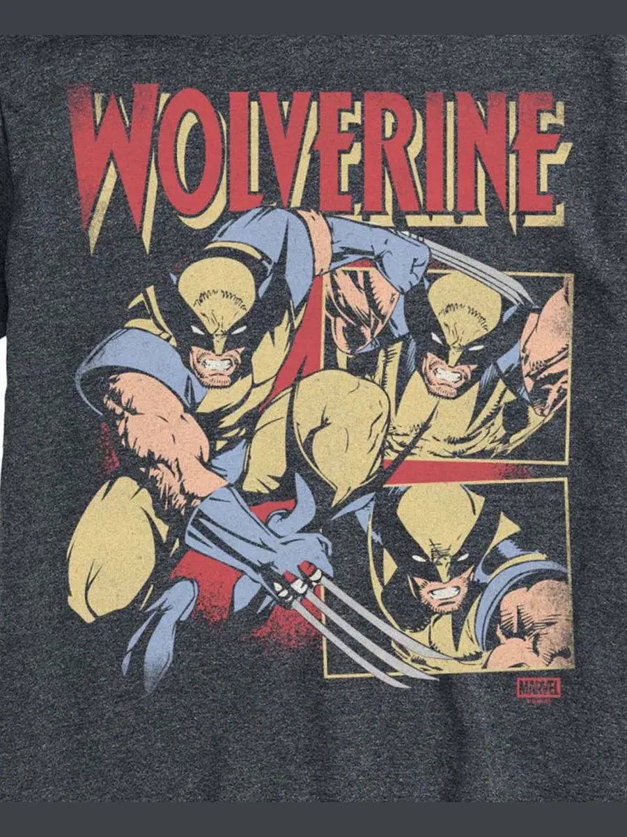 Мужская винтажная футболка с коротким рукавом и графическим принтом Marvel Wolverine AIRWAVES — изображение 3 из 3
