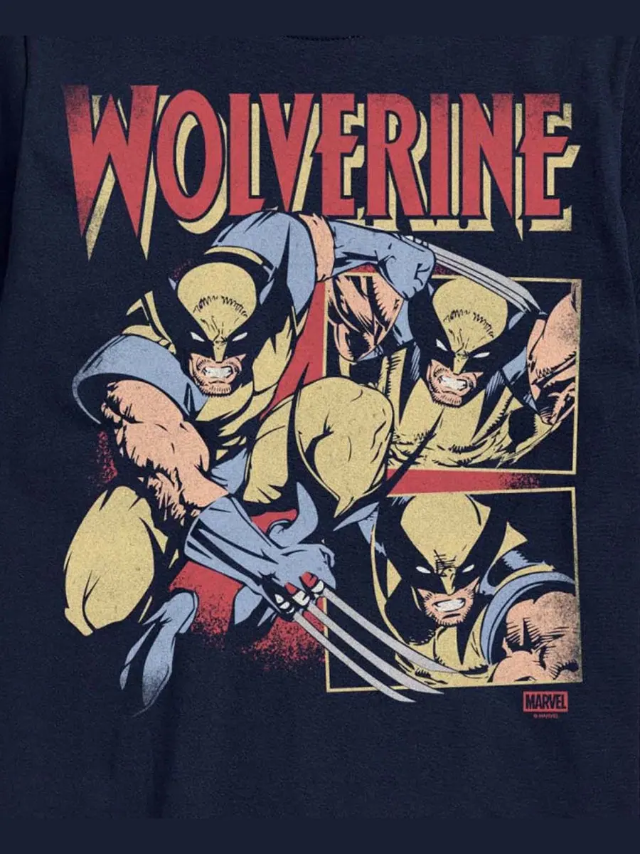 Мужская винтажная футболка с коротким рукавом и графическим принтом Marvel Wolverine AIRWAVES — изображение 3 из 3
