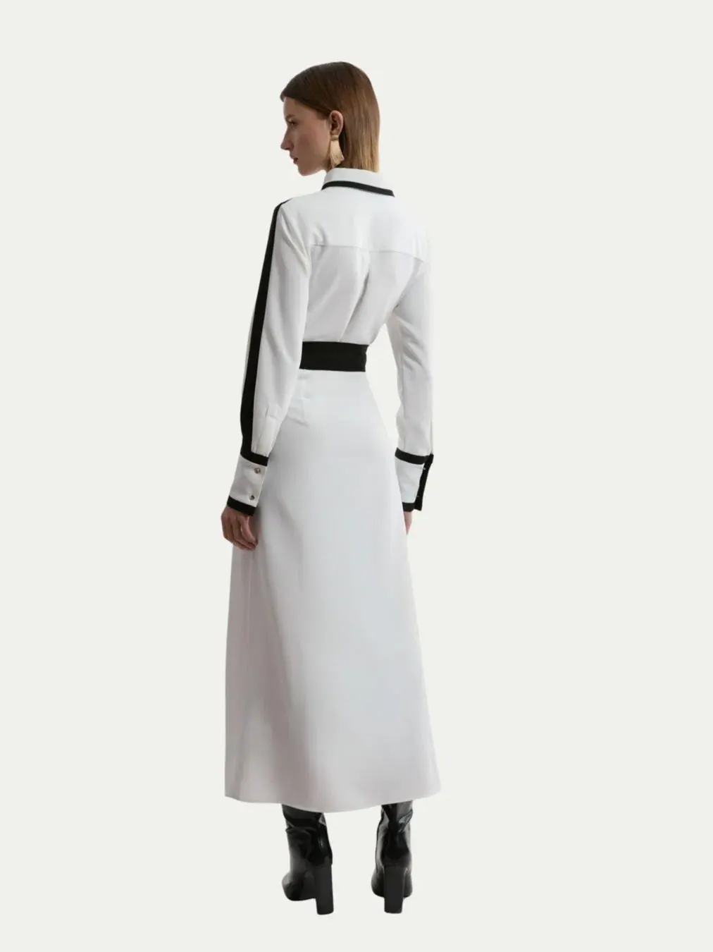 Женское платье-рубашка миди с поясом Karen Millen — изображение 6 из 8, белый