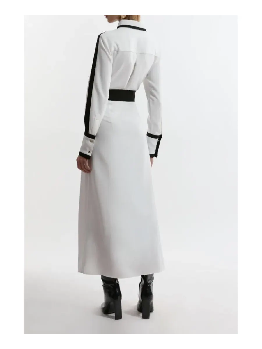 Женское платье-рубашка миди с поясом Karen Millen — изображение 7 из 8, белый