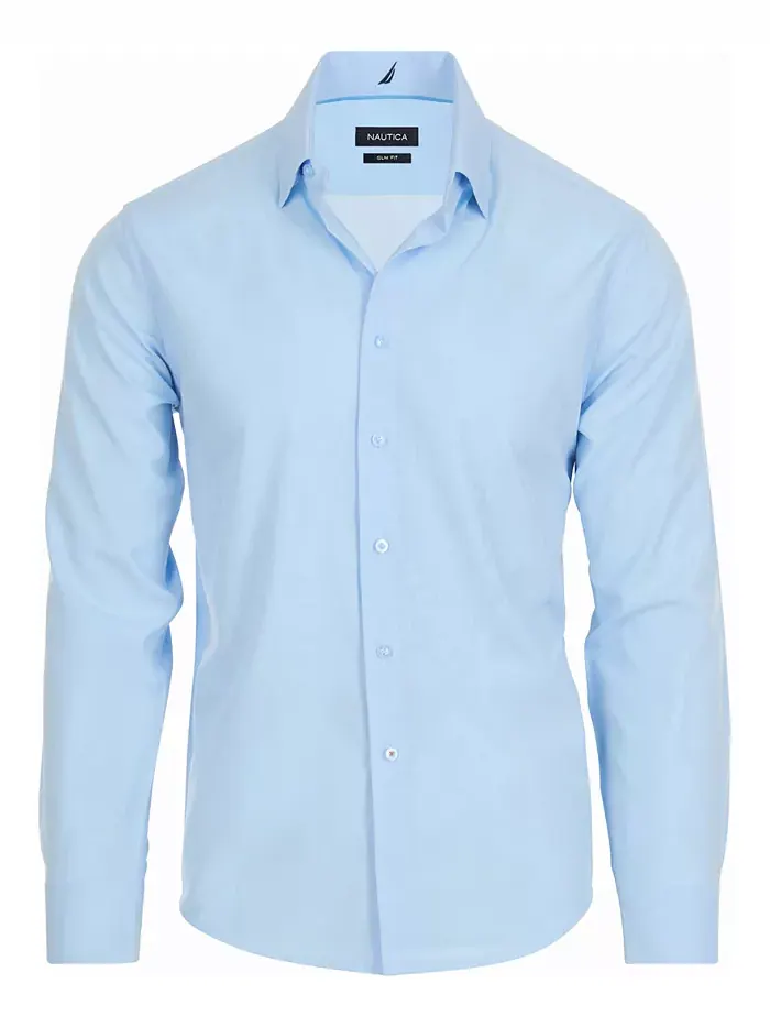 Мужская рубашка Slim Fit Supershirt Nautica — изображение 8 из 10, синий