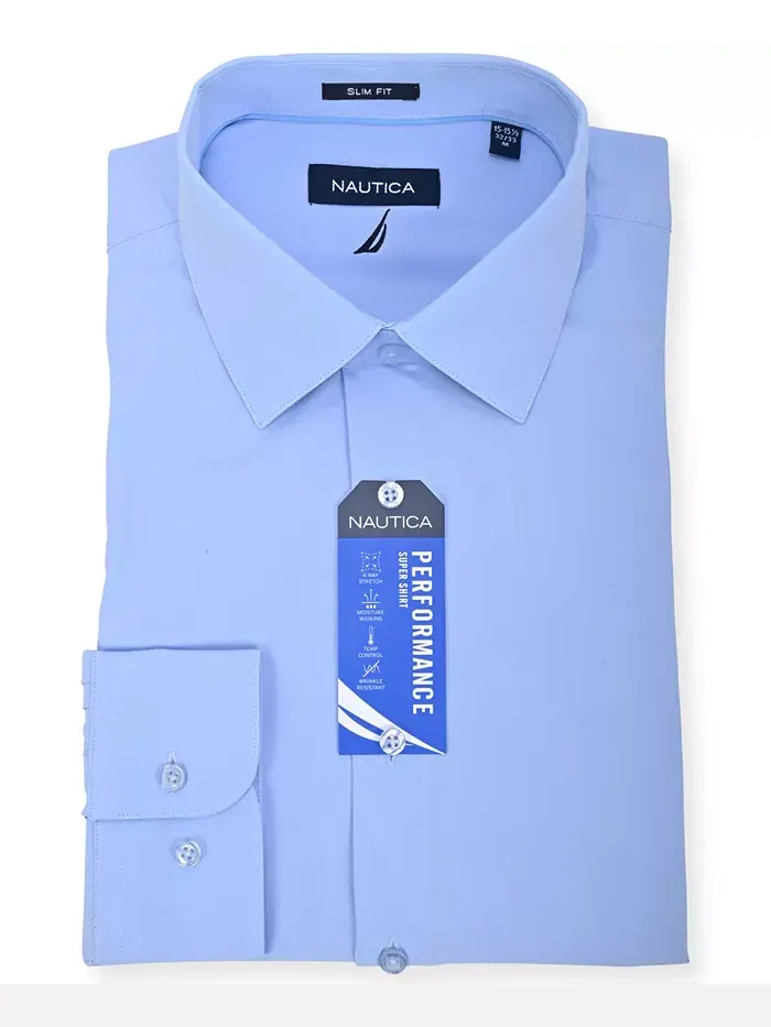 Мужская рубашка Slim Fit Supershirt Nautica — изображение 10 из 10, синий