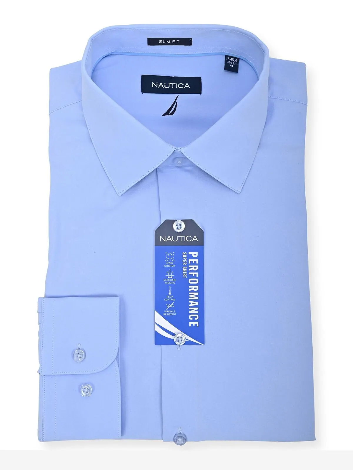 Мужская классическая рубашка Slim Fit Supershirt Nautica — изображение 1 из 1, светлый синий