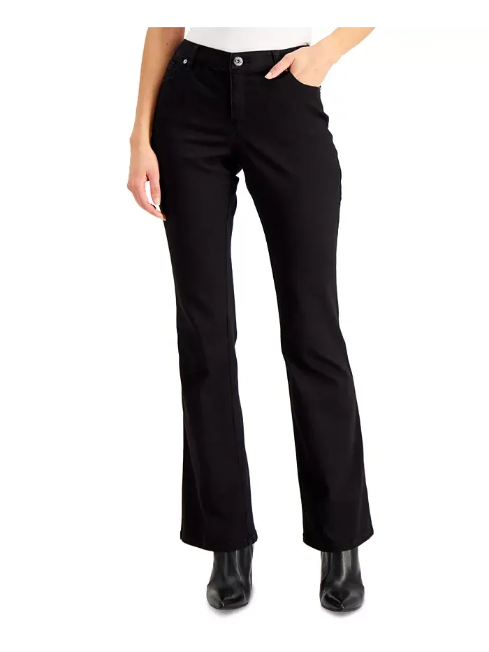 Узкие джинсы с расклешенными штанинами и средней посадкой Petite Mid Rise Bootcut Jeans I.N.C — изображение 1 из 2