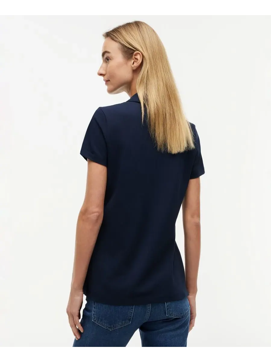 Классическая женская футболка-поло с коротким рукавом из пике Tommy Hilfiger — изображение 4 из 4, темный темно-синий