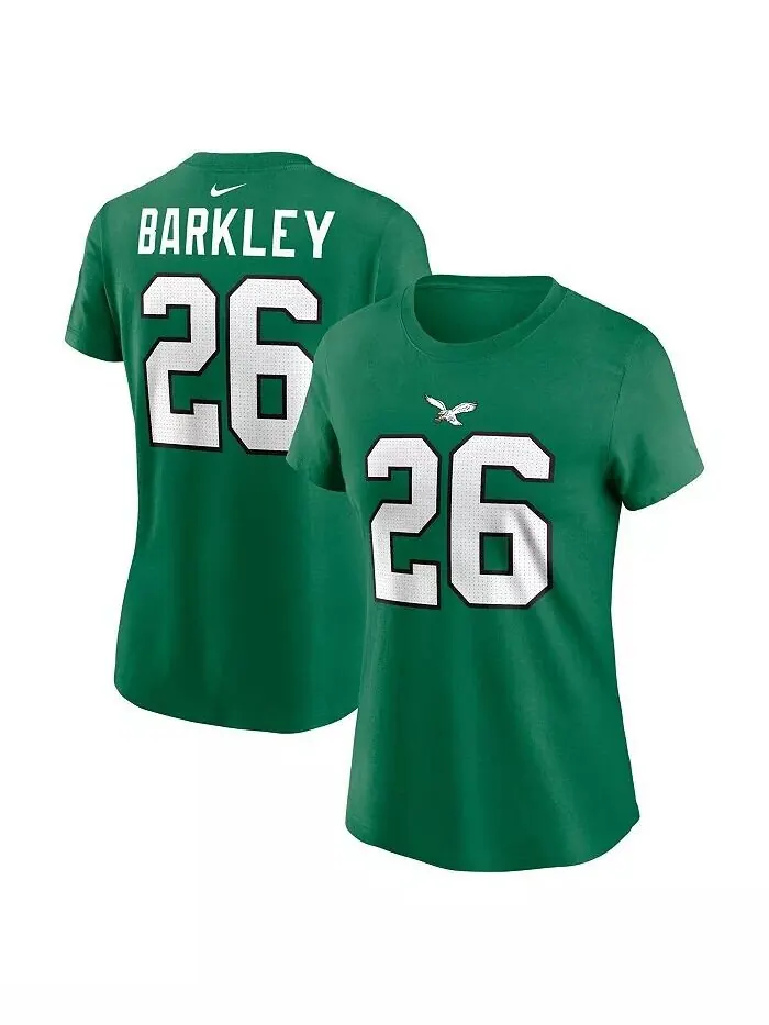 Женская футболка Saquon Barkley Kelly Green Philadelphia Eagles с именем игрока и номером Nike — изображение 1 из 3, зеленый