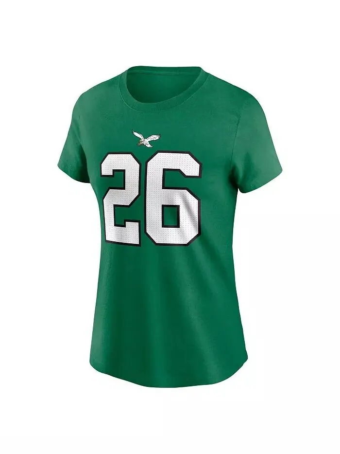 Женская футболка Saquon Barkley Kelly Green Philadelphia Eagles с именем игрока и номером Nike — изображение 2 из 3, зеленый