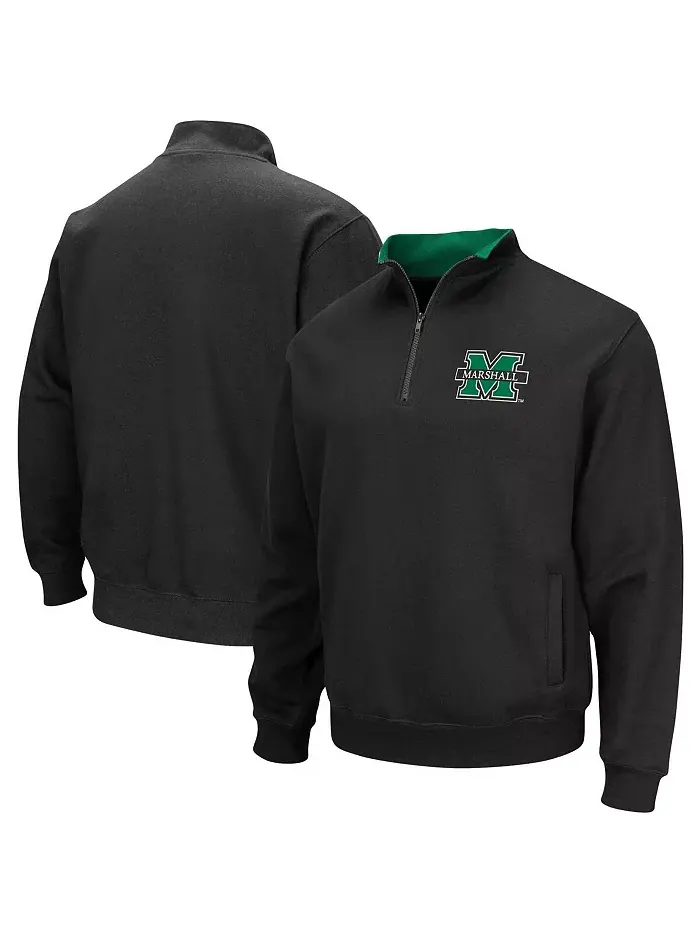 Мужская черная куртка Marshall Thundering Herd Tortugas Logo с застежкой-молнией на четверть