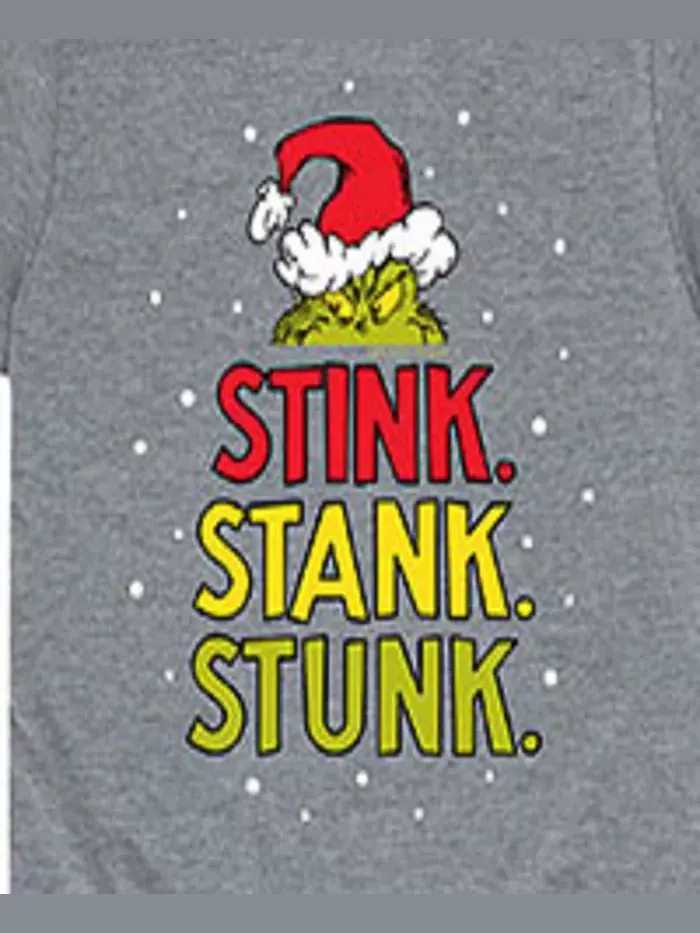 Футболка с принтом "Big Boys Stink Stank Stunk" для мальчиков The Grinch — изображение 3 из 3, серый