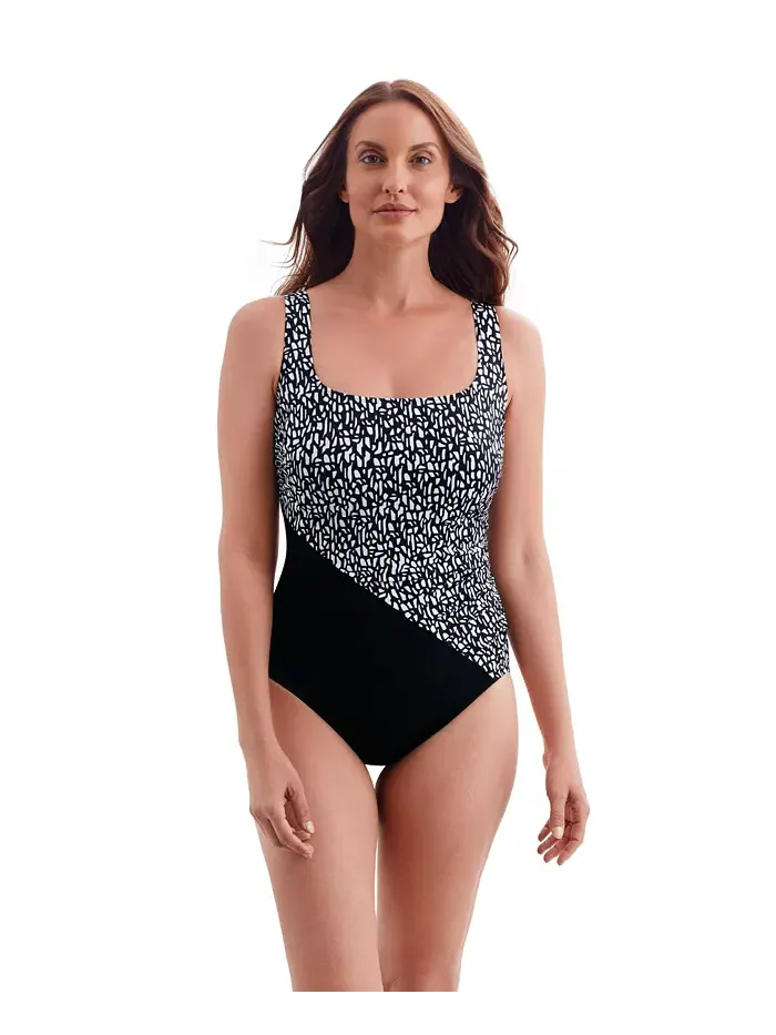 Купальник цельный Summer Waves Side Shirred Tank с боковыми сборками Longitude by Mimi Flamingo
