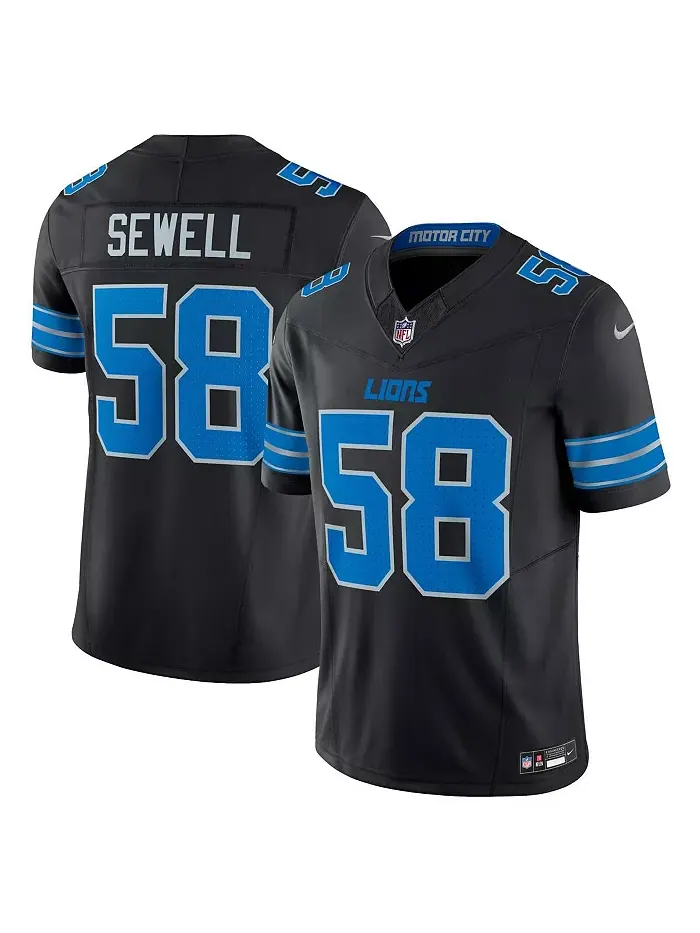 Мужская альтернативная лимитированная джерси Detroit Lions Vapor F.U.S.E. Penei Sewell Nike — изображение 1 из 5, черный