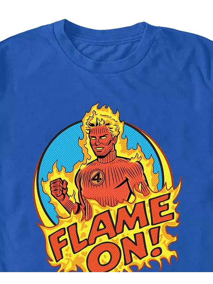 Мужская футболка Fantastic 4 First Steps Flame On Johnny Fifth Sun — изображение 2 из 3, синий