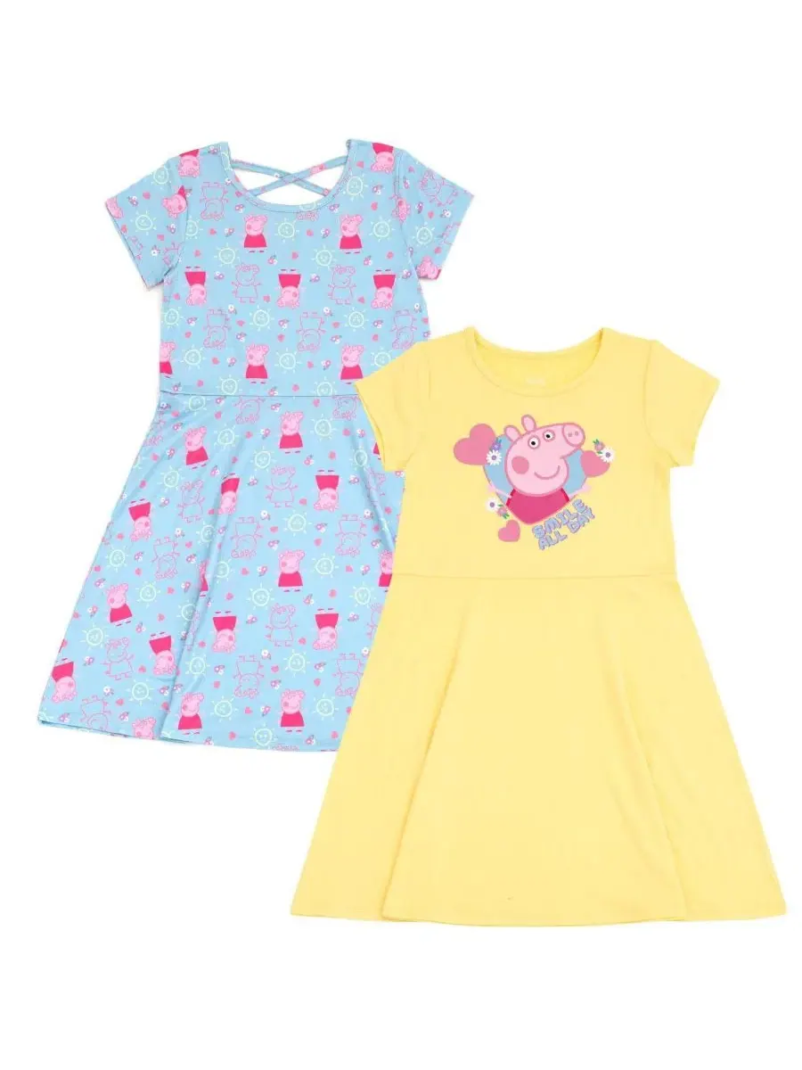 Комплект платьев-трапеций Peppa Pig с принтом, Short Sleeve Peppa Pig — желтый