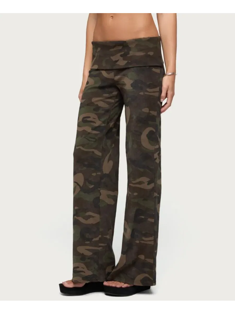 Женские брюки карго с широкими штанинами Lumielle Camo Edikted — изображение 4 из 5, оливковый