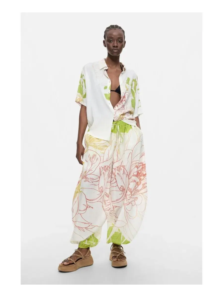 Брюки-бананы с цветочным принтом Desigual, Cotton — изображение 2 из 6, нет цвета