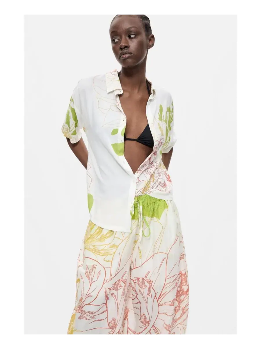 Брюки-бананы с цветочным принтом Desigual, Cotton — изображение 4 из 6, нет цвета